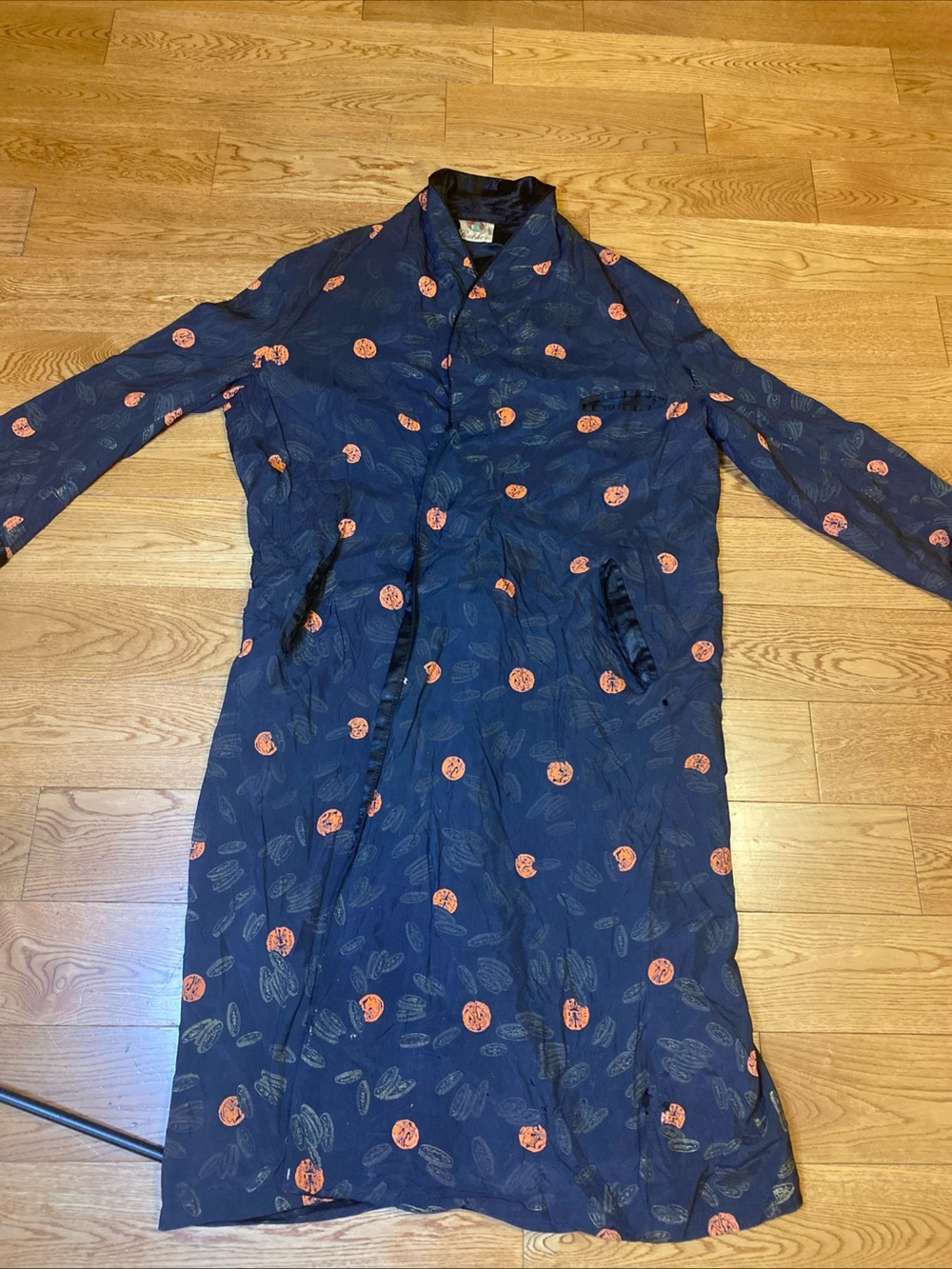 Women’s Navy Floral-Print Long Coat